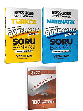 Yediiklim 2026 KPSS Türkçe + Matematik Bumerang Soru Bankası 2 li Set+Anla Kazan Paragraf