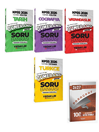 Yediiklim 2026 KPSS Türkçe + Tarih + Coğrafya + Vatandaşlık Bumerang Soru Bankası 4 lü Set+Anla Kazan Paragraf