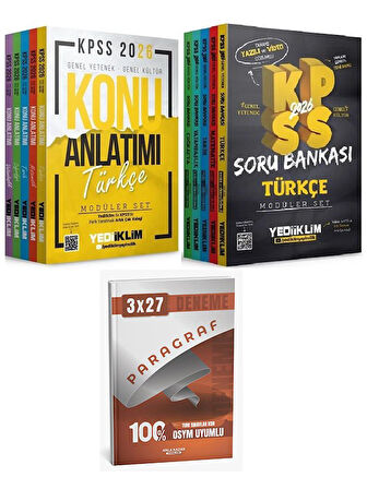 Yediiklim 2026 KPSS Genel Yetenek Genel Kültür Konu Anlatımı + Soru Bankası Modüler 2 li Set+Anla Kazan Paragraf