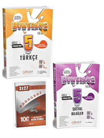 Günay 2026 5. Sınıf Türkçe+Sosyal Bilgiler Bumerang Etkinlikli Akıllı Defter Kitapı Seti Anla Kazan Paragraf