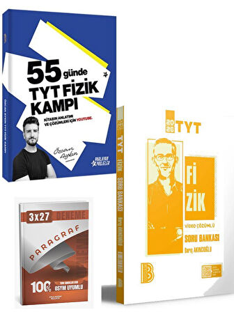 Özcan Aykın 2026 55 Günde TYT Fizik Kampı+BenimHocam 2026 YKS TYT Fizik Soru Bankası Çözümlü+Anla Kazan Paragraf 