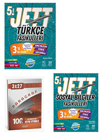 Ünlüller 2026 5.Sınıf Jett Türkçe+Sosyal Bilgiler Fasiküller Set+Anla Kazan Paragraf