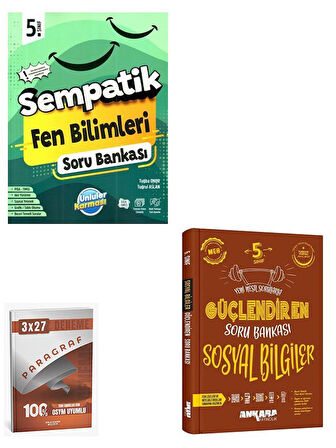 Ünlüler+Ankara 5. Sınıf Fen Bilimleri+Sosyal Bilgiler Sempatik Soru Bankası Seti+Anla Kazan Paragraf