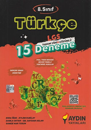 Aydın 2026  8. Sınıf LGS Türkçe 15 Deneme
