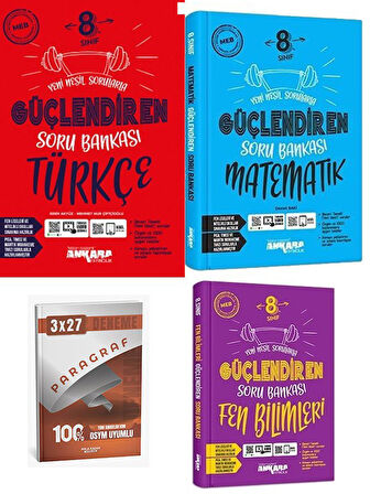 Ankara 2026 8. Sınıf Türkçe+Matematik+Fen Bilimleri Güçlendiren Soru Bankası Seti+Anla Kazan Paragraf