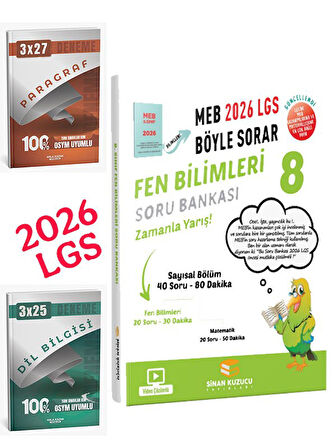 Sinan Kuzucu 2026 8.Sınıf LGS MEB Ne Sorar Fen Bilimleri Soru Bankası+Anla Kazan Paragraf+Dilbilgisi Seti