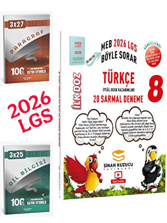 Sinan Kuzucu 2026 8.Sınıf LGS MEB Ne Sorar Türkçe 20 Sarmal Deneme+Anla Kazan Paragraf+Dilbilgisi Seti