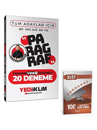 Yediiklim 2026 AGS KPSS ALES DGS YKS Tüm Adaylar İçin Paragraf Tamamı Video Çözümlü 20 Deneme+Anla Kazan Paragraf