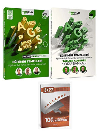 Yediiklim 2026 MEB-AGS Eğitimin Temelleri Video Ders Notları + Soru Bankası 2 li Set+Anla Kazan Paragraf