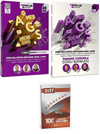 Yediiklim 2026 MEB-AGS Türk Milli Eğitim Sisteminin Genel Yapısı Video Ders Notları + Soru Bankası 2 li Set+Anla Kazan Paragraf