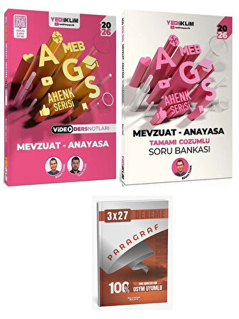 Yediiklim 2026 MEB-AGS Mevzuat - Anayasa Video Ders Notları + Soru Bankası 2 li Set+Anla Kazan Paragraf