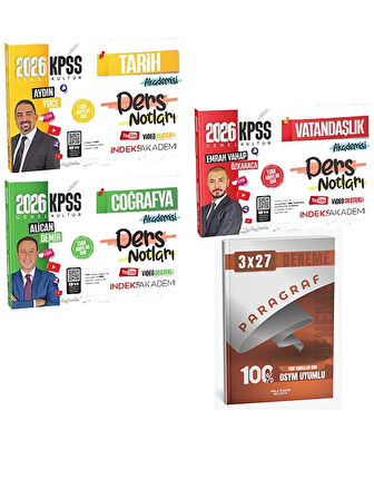 İndeks Akademi 2026 KPSS Tarih+Coğrafya+Vatandaşlık Akademisi Video Ders Notları 3 lü Set+Anla Kazan Paragraf