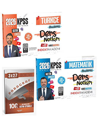 İndeks Akademi 2026 KPSS Türkçe + Matematik Akademisi Video Ders Notları 2 li Set+Anla Kazan Paragraf