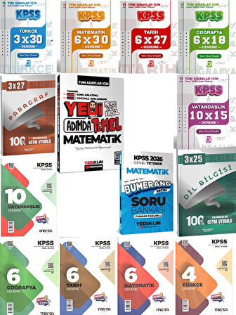 Yediiklim 2026 KPSS Genel Yetenek Bumerang Matematik+Yedi Adımda Temel Matematik Tamamı Çözümlü Soru Bankası+69 Deneme