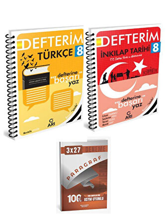 Arı 2026 8. Sınıf Türkçemino Akıllı Türkçe+ İnkılap Tarihi Defteri +Anla Kazan Paragraf