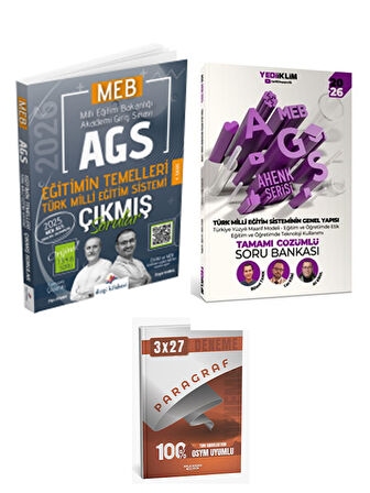 Dizgi + Yediiklim 2026 MEB AGS Türk Milli Eğitim Sisteminin Çıkmış Soru + Soru + Paragraf 3 lü Set