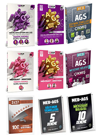 Anla Kazan MEB AGS Eğitimin Temelleri & Mevzuat Konu+Soru+Çıkmış Soru+Deneme + Paragraf Deneme 9 lu