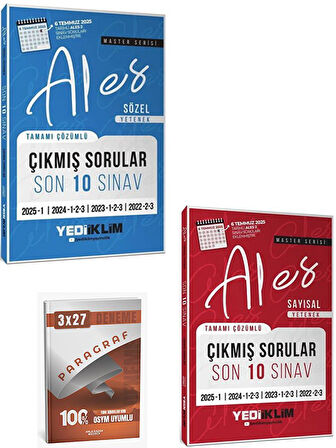 Yediiklim 2026 ALES Master Sözel+Sayısal Yetenek Çıkmış Sorular Son 10 Sınav Çözümlü+Anla Kazan Paragraf