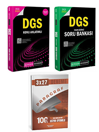 Anla Kazan + Pegem 2026 DGS Konu + Soru + Paragraf Deneme 3 lü Set