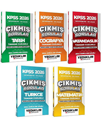 Yediiklim 2026 KPSS Lise Ortaöğretim Ön Lisans Çıkmış Sorular Konularına Göre 5 li Set