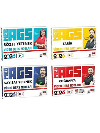 Yargı 2026 MEB-AGS Sözel + Sayısal Yetenek + Tarih + Coğrafya Video Ders Notları 4 lü Set