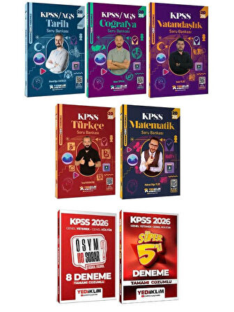 Yediiklim 2026 KPSS Genel Yetenek Genel Kültür Atölye Soru Bankası + 8+5 Deneme 7 li Set