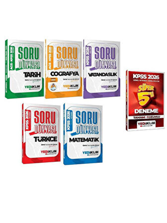 Yediiklim 2026 KPSS Genel Yetenek Genel Kültür Soru Dünyası Soru Bankası + 5 Deneme 6 lı Set