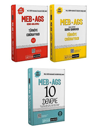 Pegem MEB-AGS Türkiye Coğrafyası Konu Anlatımlı + Soru Bankası + 10 Deneme 3 lü Set 