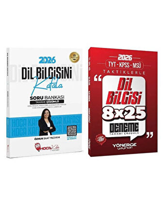 Hoca Kafası + Yönerge 2026 KPSS TYT Dil Bilgisini Kafala Soru Bankası + Taktiklerle 8x25 Deneme 2 li Set 