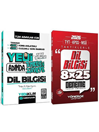 Yediiklim + Yönerge 2026 KPSS DGS ALES TYT AYT MSÜ 7 Yedi Adımda Dil Bilgisi Konu Anlatımlı Soru Bankası + Taktiklerle 8x25 Deneme 2 li Set