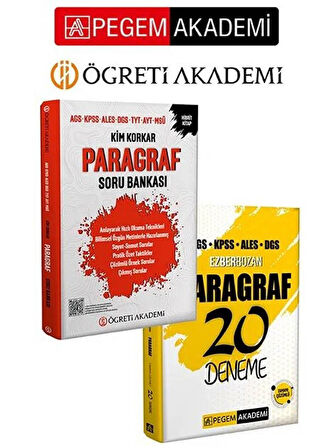 Pegem + Öğreti KPSS MEB-AGS ALES DGS Kim Korkar Paragraf Soru Bankası + Ezberbozan 20 Deneme 2 li Set