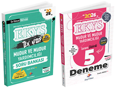 Dizgi Kitap 2026 MEB EKYS Müdür ve Yardımcılığı Soru Bankası + 5 Deneme 2 li Set - Fatih Sesli Dizgi Kitap