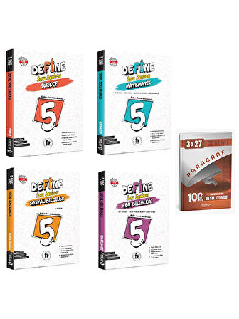 Anla Kazan + Fi 5. Sınıf Define Türkçe Matematik Sosyal Fen Soru + Paragraf Deneme 5 li Set