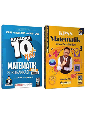 Yediiklim + İndeks 2026 KPSS Matematik Atölye Video Ders Notları + Kafadan 10 Net Soru Bankası 2 li Set 