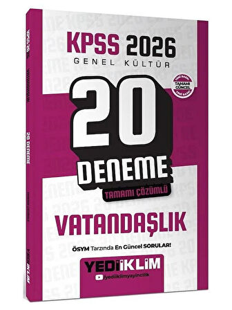 Yediiklim 2026 KPSS Vatandaşlık 20 Deneme Çözümlü