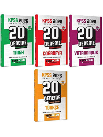 Yediiklim 2026 KPSS Tarih + Coğrafya + Vatandaşlık + Türkçe 80 Deneme 4 lü Set