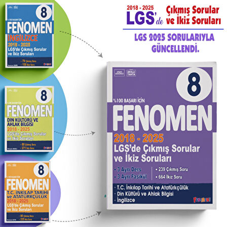 Fenomen LGS 2018-2025 Çıkmış Sorular ve İkiz Soruları + Anla Kazan Deneme Seti