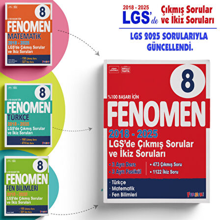 Fenomen LGS 2018-2025 Çıkmış Sorular ve İkiz Soruları + Anla Kazan Deneme Seti