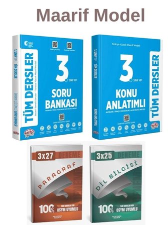 Editör Maarif Model 3. Sınıf Tüm Dersler Konu Anlatımlı Soru Bankası Anka Deneme 4 lü Set