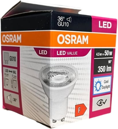 GU10 LED Ampul 4.5W 6500K Beyaz Işık – 350lm, 36° Işık Açısı, 10'lu Ekonomik Paket, Enerji Sınıfı F – 15.000 Saat Ömür