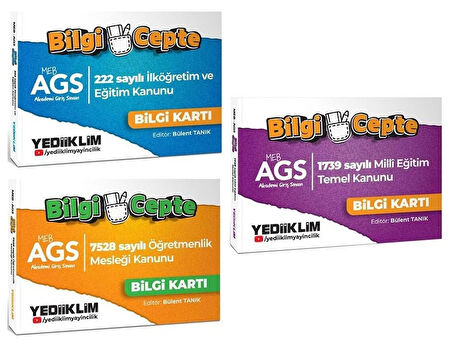 Yediiklim MEB-AGS 222 - 1739 - 7528 Sayılı Kanun Bilgi Cepte Bilgi Kartı 3 lü Set - Bülent Tanık Yediiklim Yayınları