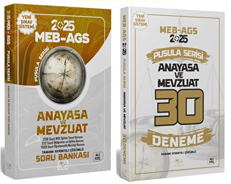 CBA Yayınları 2025 MEB-AGS Anayasa ve Mevzuat Soru Bankası + 30 Deneme 2 li Set - Ali Koç CBA Yayınları