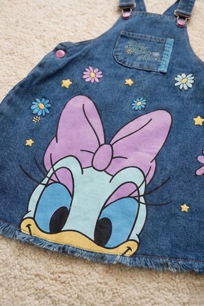 Nota Kids Baskılı  Kız Çocuk  Kot Jile Elbise ve Çantalı İkili Takım