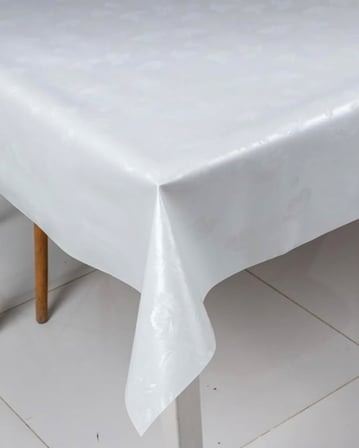 Beyazıt Tekstil Kolay Silinebilir Leke Tutmaz Astarlı Pvc Muşamba Masa Örtüsü Çiçekli Beyaz 140 x 180 byzt262
