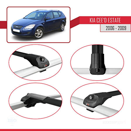 Kia Ceed (ED) SW Pre-Facelift 2006-2009 Arası ile Uyumlu ACE-1 Ara Atkı Tavan Barı Siyah 2 Adet