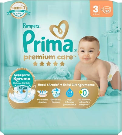 Bebek Bezi Premium Care 3 Numara 26 Adet