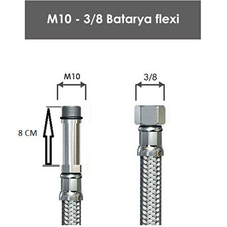 Batarya Bağlantı Hortumu Flexi Uzun Pimli 8 Cm M10*3/8