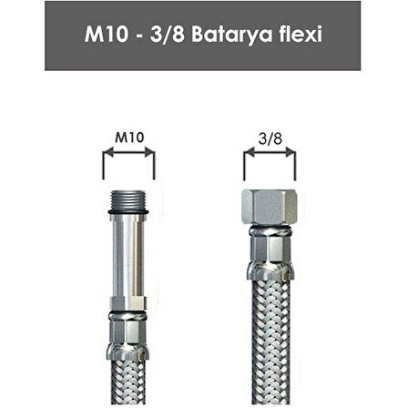 Batarya Bağlantı Hortumu Flexi Uzun Pimli 8 Cm M10*3/8