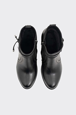 Hakiki Deri Fermuarlı Kadın Bot