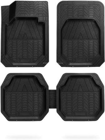 Universal Oto Paspas Seti, 3D Derin Havuzlu, Kesilebilir, 1. Sınıf PVC Malzeme, Kaymaz Tabanlı, Ayak Dayamalı, Neme ve Aşınmaya Dayanıklı, 5 Parça, Şaft Tüneli Dahil, Araç Paspası (Siyah)